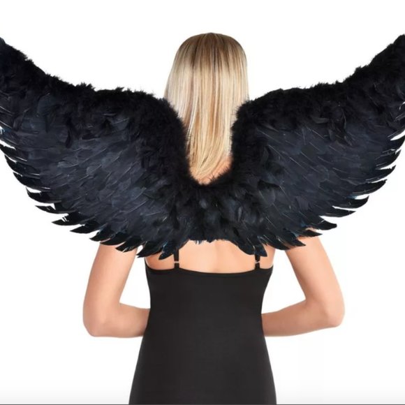 HALLOWEEN. Black Feather Wings! Masquerade/Cosplay/Super Hero (Unisex) L - Picture 7 of 7
